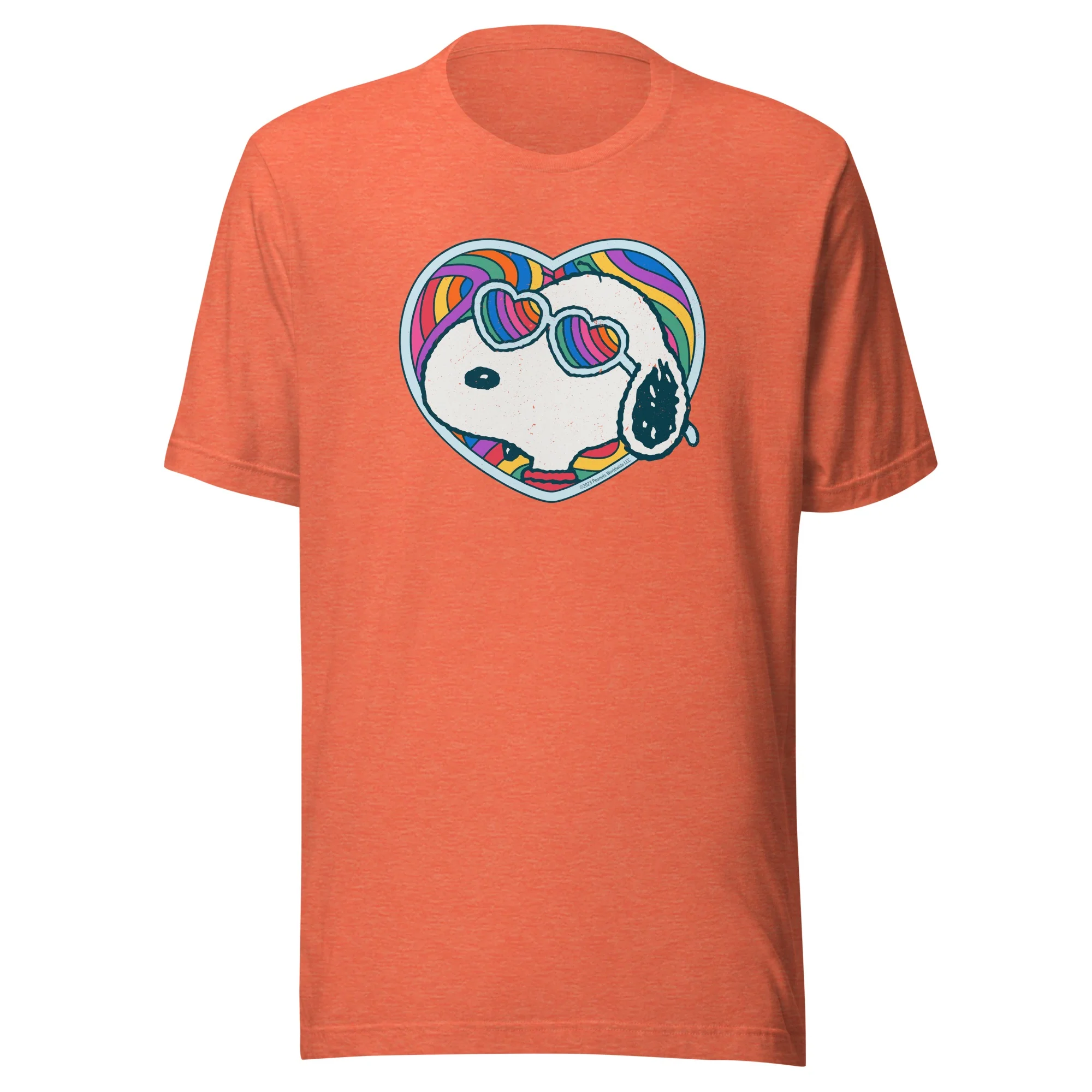 Snoopy Rainbow Heart Adult T-Shirt Adult Short Sleeve T-Shirt - Image 3