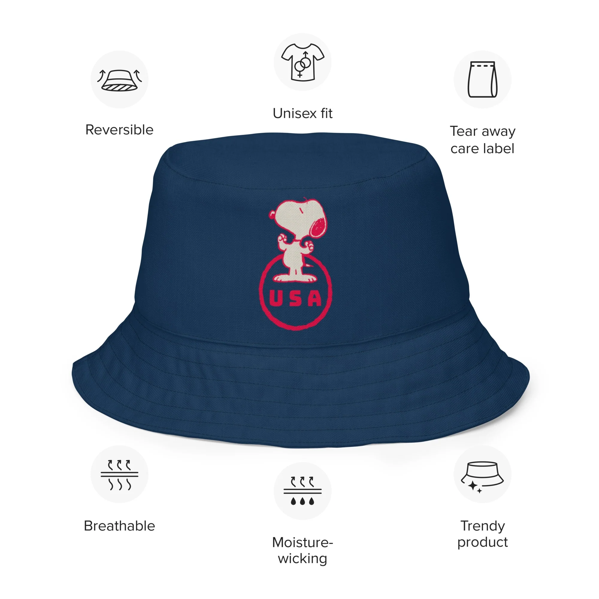Snoopy Stars Pattern Reversible Bucket Hat - Image 5